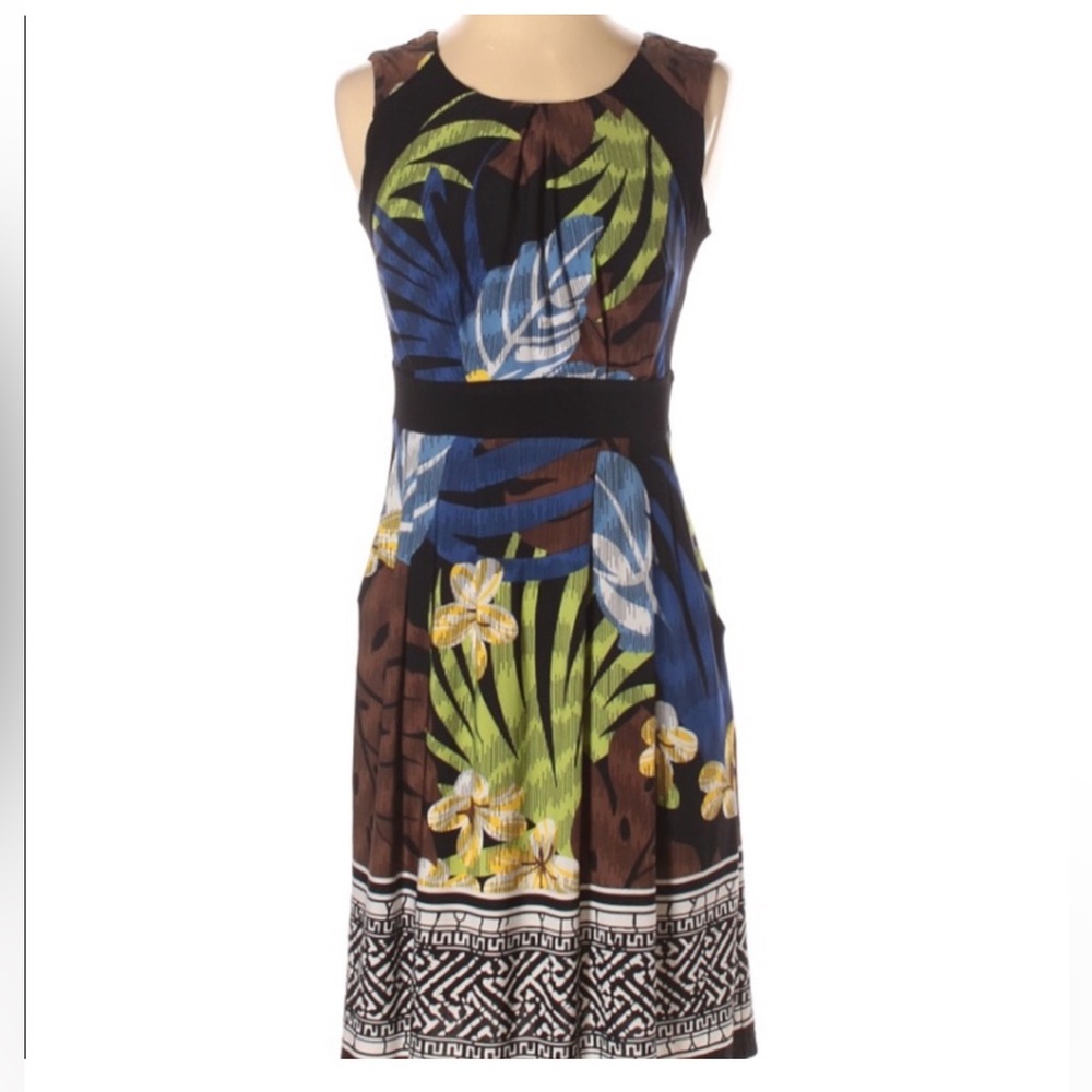 Enfocus Studio Tropical Print Midi Dress